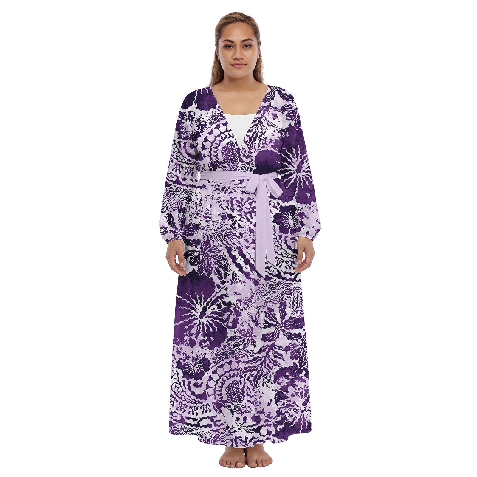 High Quality Custom Lady Cardigan Polynesian Women Female Adult Beach Wear Samoa Ladies Lace-up Maxi Skirt N-neck Dress Hawaiian