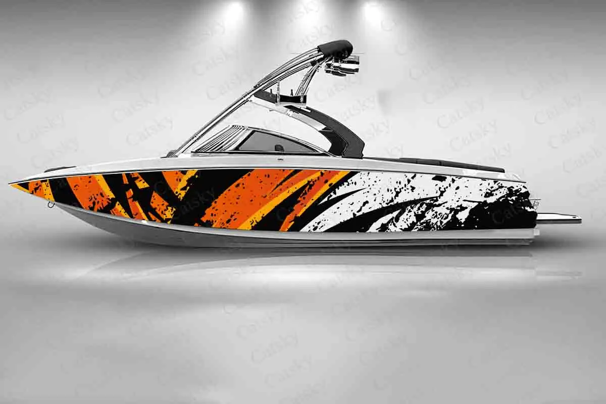 Colorful Stripes Hexagon Messy Lines Art Cool Boat Sticker Vinyl Ship Pontoon Deck Boat Fishing Decorative Pontoon Boats Decal