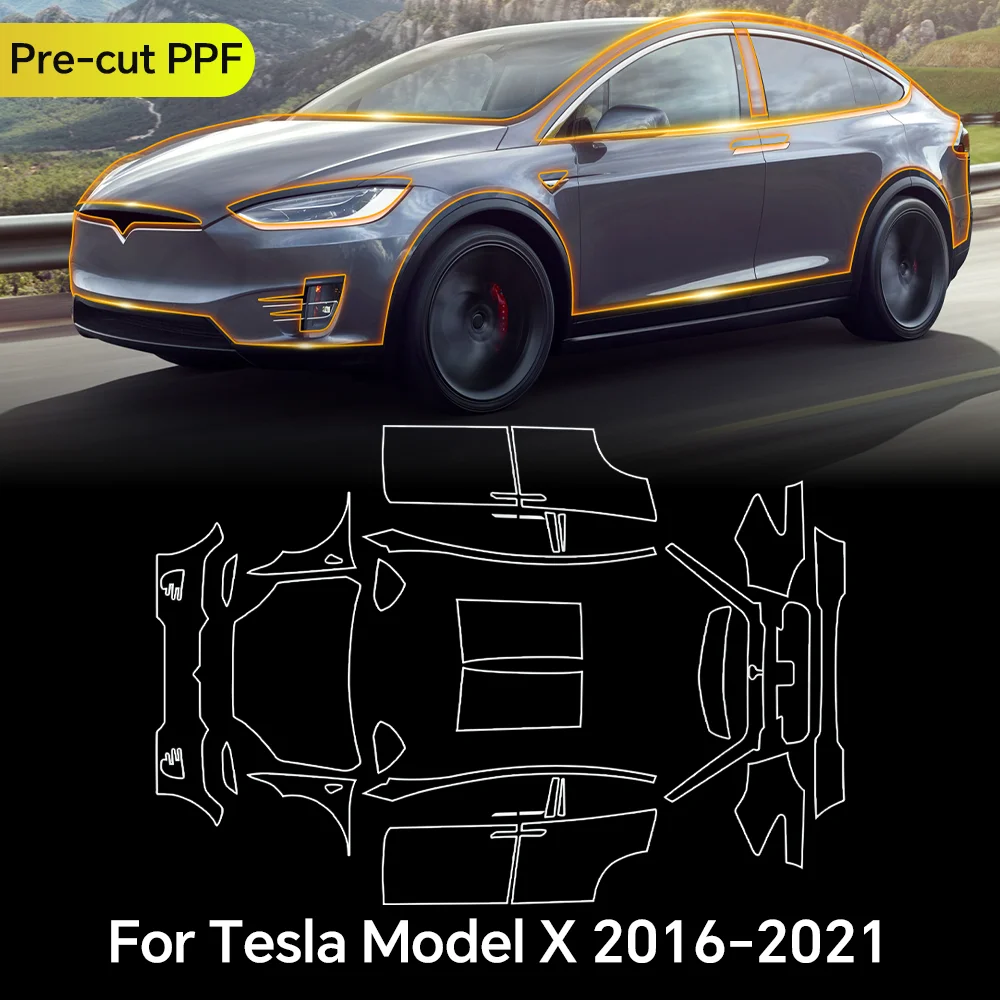 

For Tesla Model X 2016-2021 TPU Paint Protection Film Car Body Clear Bra Pre-cut PPF Anti-Scratch Resistant Kit Invisible Cover