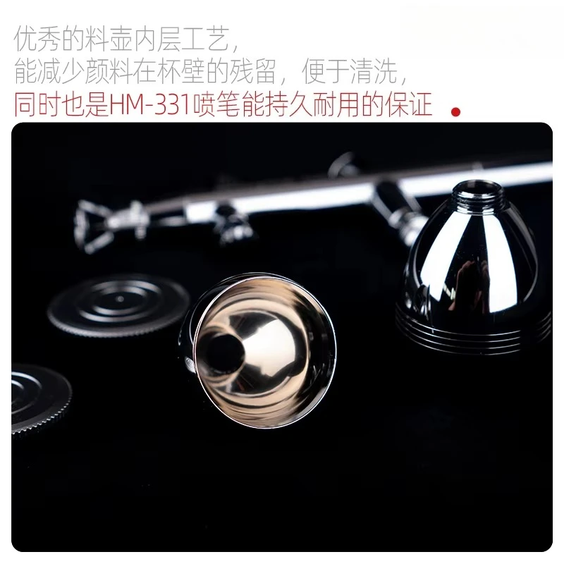 0.3mm Dual‑Action Airbrush, 9cc Detachable Gravity Feed Cup with Air Valve Adjuster for Model Painting Coloring