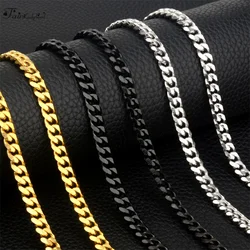 1 piece Size 3.6mm-9mm Men's Necklace Stainless Steel Cuban Link Chain Bracelet Necklace Steel Color Male Jewelry
