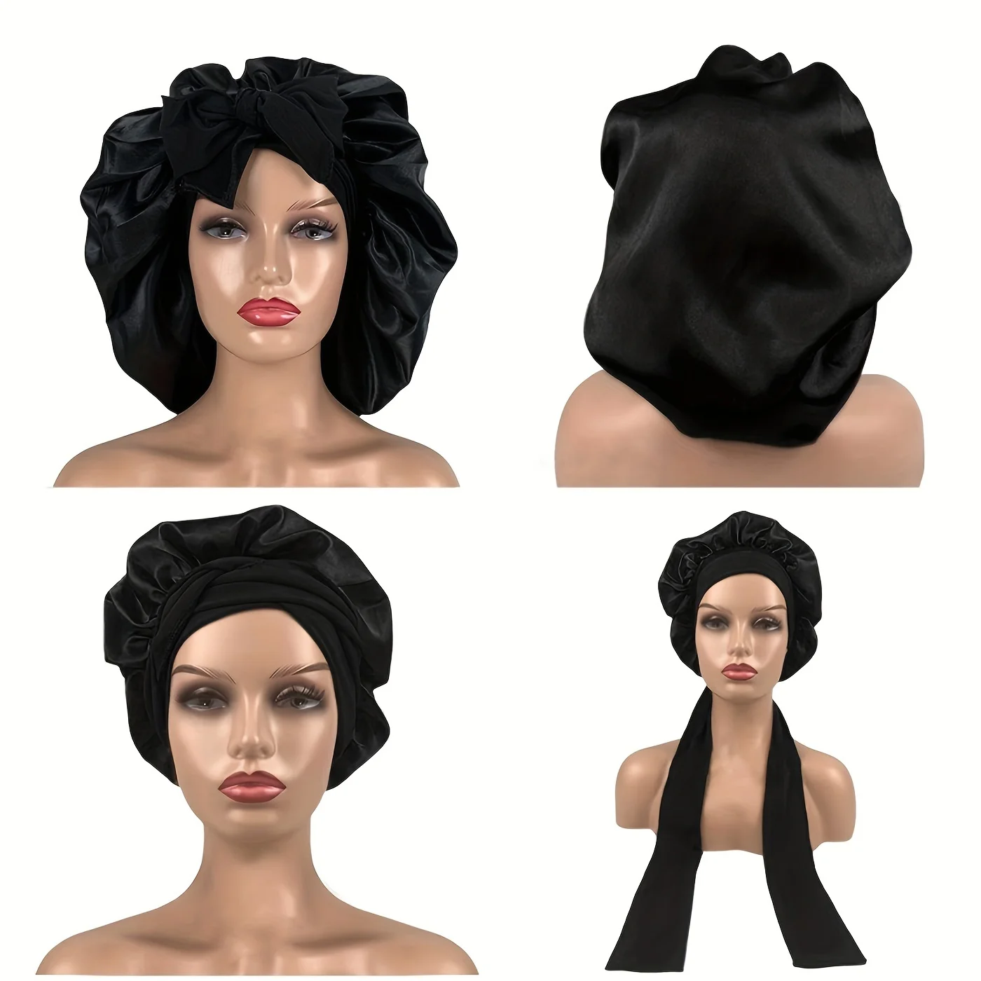 1 قطعة قبعات الدش الحريرية التقليد ، قبعات بونيه ، للنساء ليلة ، أغطية النوم قابل للتعديل للنساء الفتيات ليلة الأغطية ل