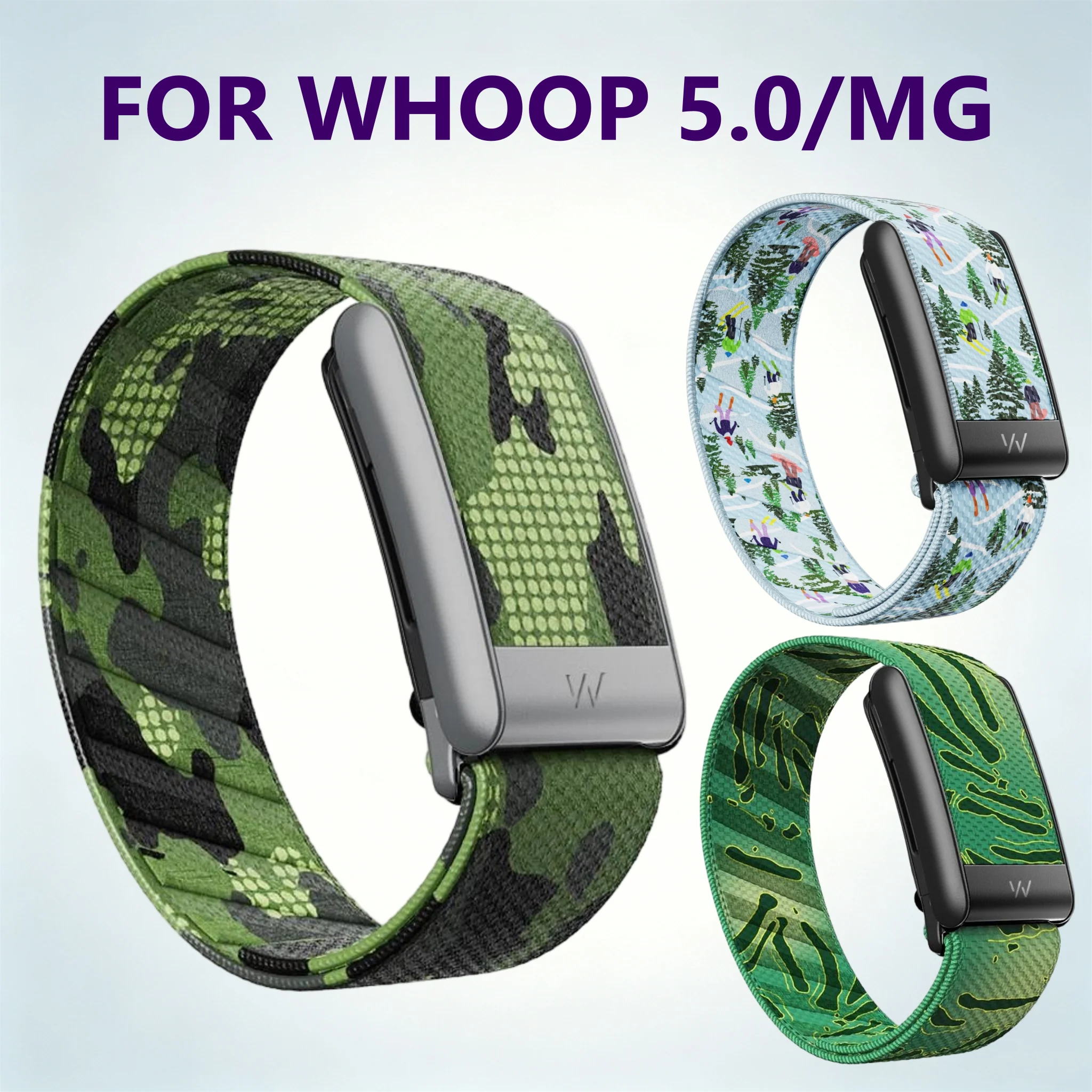 Camo Topographic Printed Strap For Whoop 5.0/MG Outdoor Sports Multi Pattern Breathable Adjustable Replacement Wristband