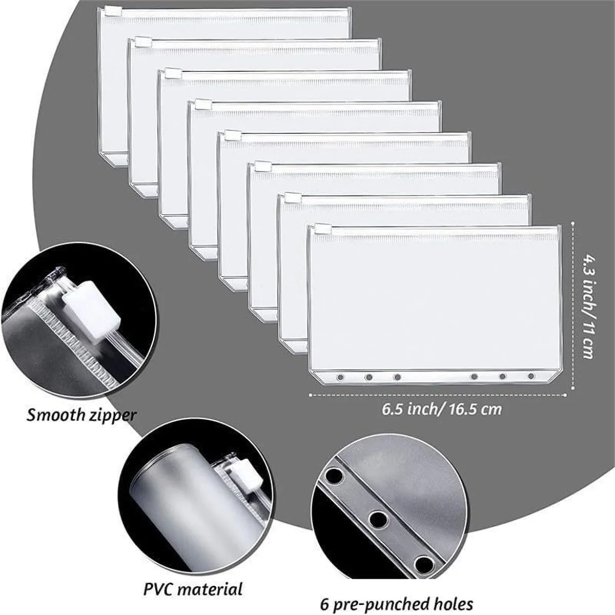 

ABME A6 Size Waterproof PVC Pouch Circular Knitting Needle Pouches Zipper Folders for Round Knitting Needles Bag, Cable B