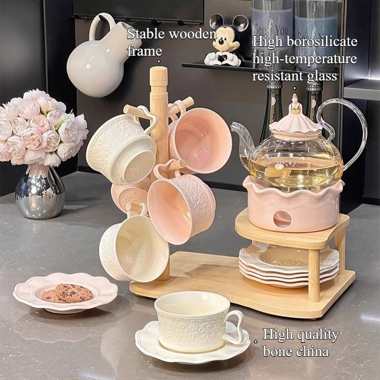

High-value Porcelain Cup Saucer Teapot Set High Temperature Afternoon Tea Set High-end Bone China Set.
