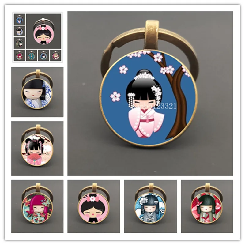 Fashion cute Japanese girl face keychain cute anime baby face woman car key ring holder charm pendant best friend gift