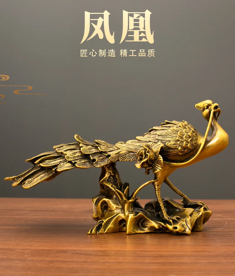 Phoenix auspicious beast and divine beast bronze statue ornaments handicrafts living room study desktop decoration gift giving