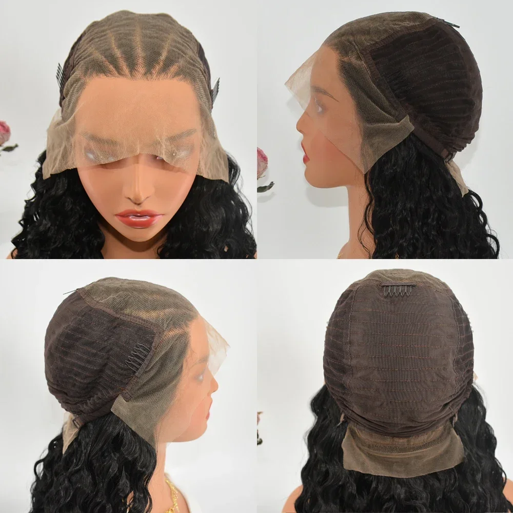 Perruque Lace Front Synthétique Afro Longue et Bouclée pour Femme, Cheveux Crépus Tressés, 13x6, Postiche à la Mode, 03 Utilisation, 24 Pouces