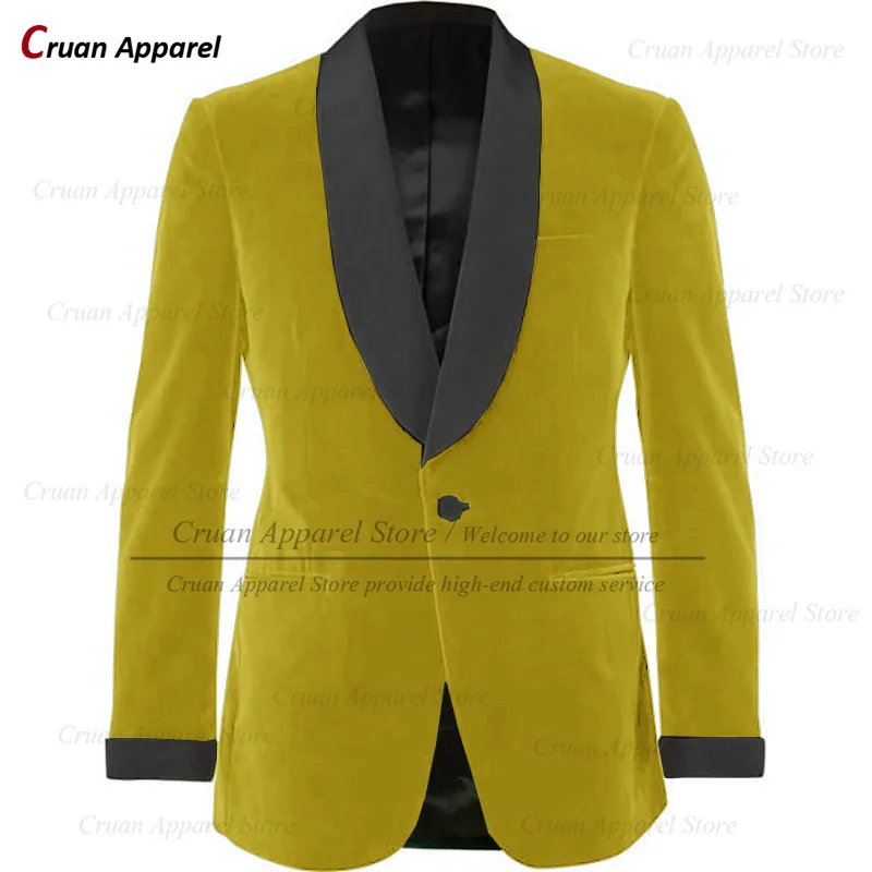 

Gold Velvet Men Blazer for Wedding Dinner Evening Prom Tailor-made Gentleman Suit Jacket Formal Slim fit Shawl Lapel Coat 2025