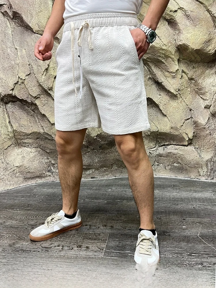  Men's Cotton Knitted Short Pants Breathable Comfortable Summer Commuting Sports Style Polyester 30% Cotton 70%