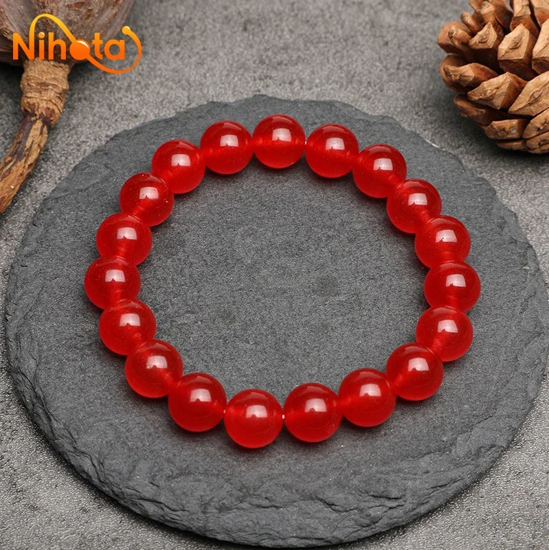 Natural Stone Red Quartzite Bracelets Women Men Craft Stretch Healing Brcelets Bangles For Girls Lovers Lucky Gifts 6/8/10/12mm