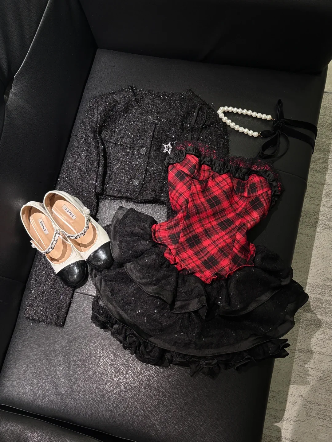 

New Autumn Sexy Elegant Women 2 Piece Set Chic Short Coat + Vintage Puffy Plaid Dress Hepburn Female Korean Popular Retro Outfit