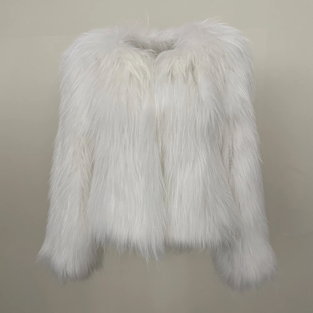 سترة نسائية جديدة لخريف وشتاء 2025 من الفرو الدافئ للتنقل اليومي على الوجهين سترة سميكة منسوجة من الفرو الطبيعي من فراء الراكون