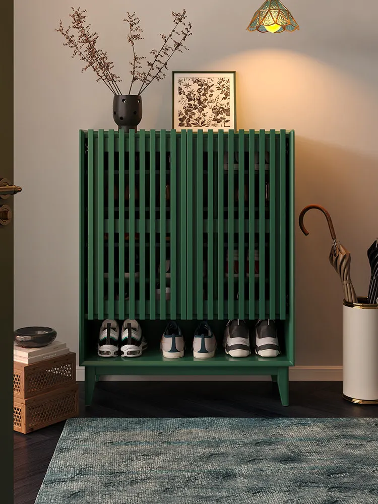 Entrance cabinet shoe cabinet solid wood home entrance corridor outer shoe rack light luxury high sense large capacity locker