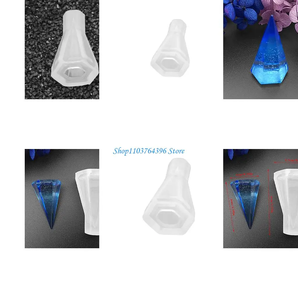 

Shiny Small Rhombus Cone Mold Pendant Necklace Silicone Crystal Ornaments Mold