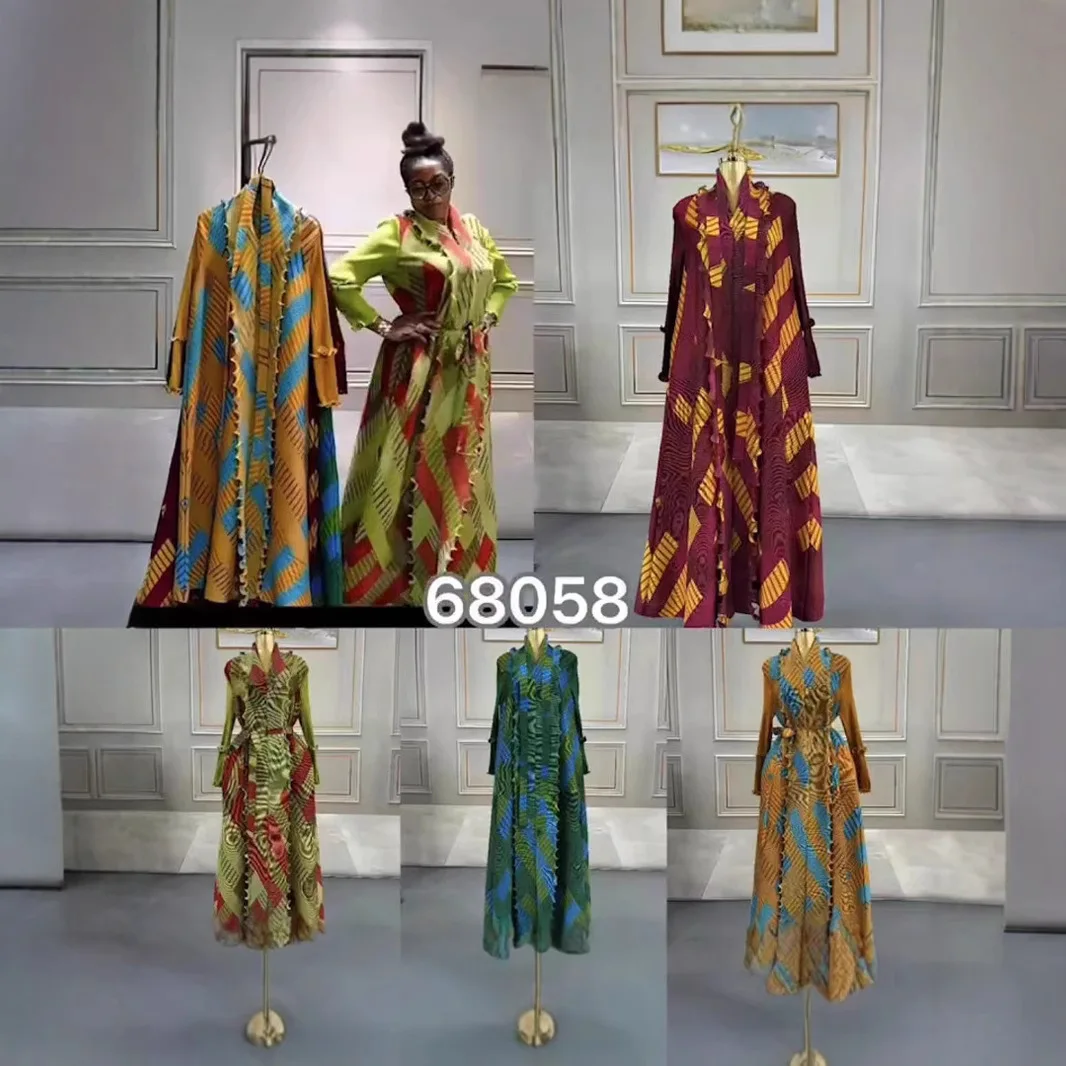 Robe longue ample imprimée trois maisons pour femmes, Trench-Coat à la mode, nouvelle collection africaine 2025