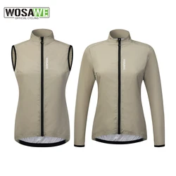 WOSAWE New Women's Cycling Jacket Windbreaker MTB Bicycle Sleeveless Jacket Windproof Lightweight Long Sleeve Jersey and Vest