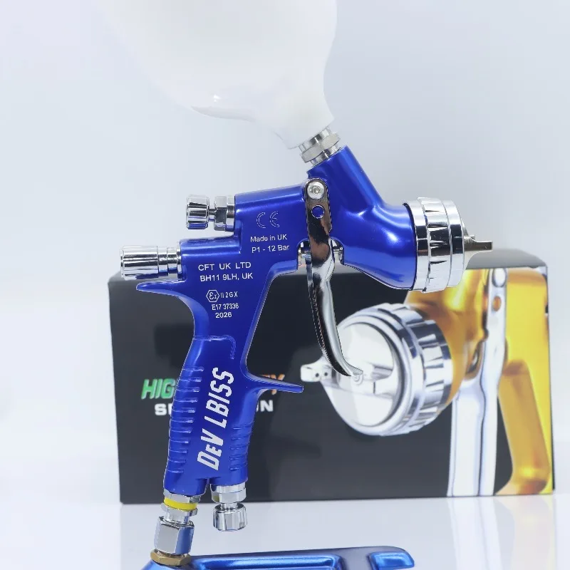 GTl Pro Spray Gun Painting Gun TE20/T110 1.3mm/1.8mm Nozzle with 600ml Mixing Cup for Water Based Air Spray Gun Airbrush Blue
