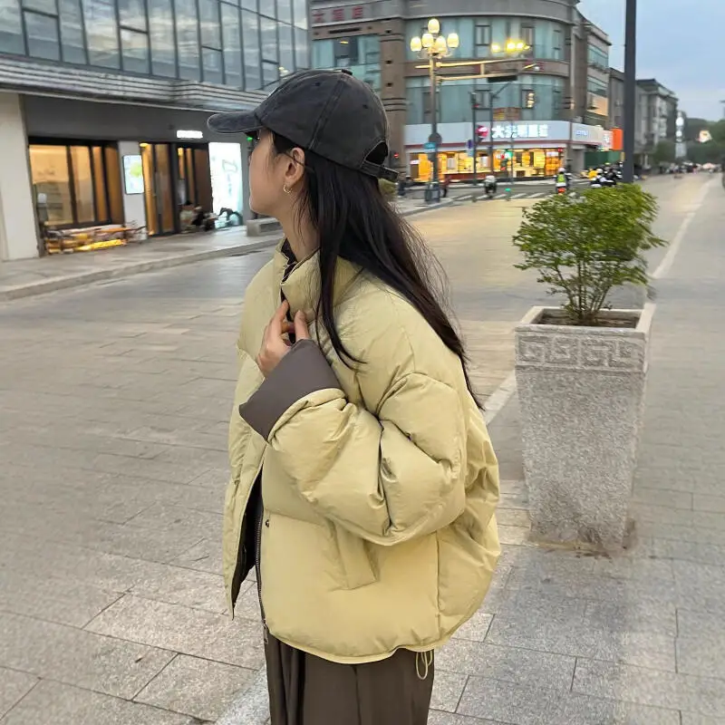 Chaqueta de pan versión coreana para niña, chaqueta acolchada de algodón de estilo corto, chaqueta acolchada gruesa de estilo corto para mujer, mantiene el calor en invierno