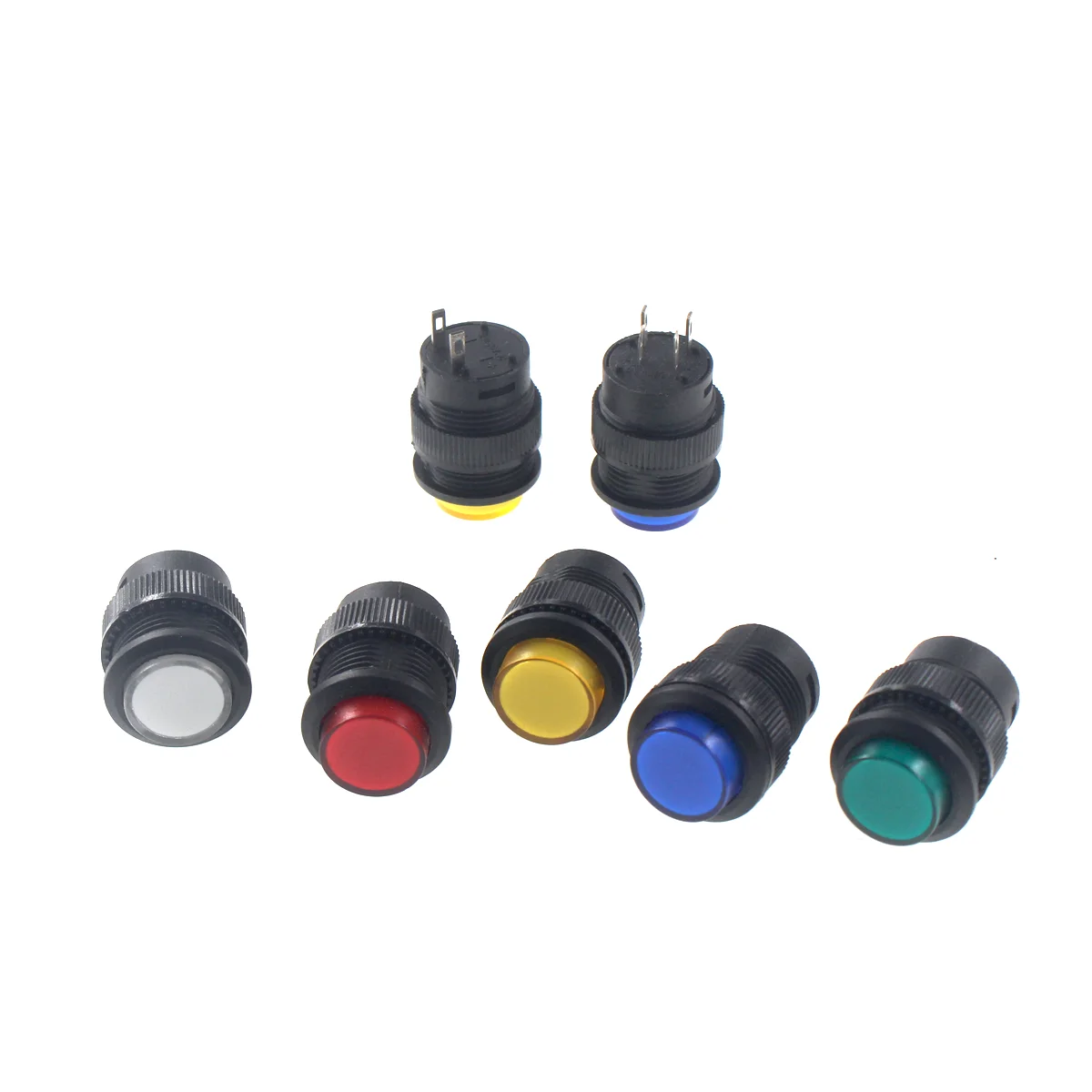 10 pièces R16 bouton de commutation d'alimentation R16-503 bleu jaune blanc LED R16-503B R16-503A bouton de réinitialisation de verrouillage 2P 4P autobloquant pas de réinitialisation de verrouillage