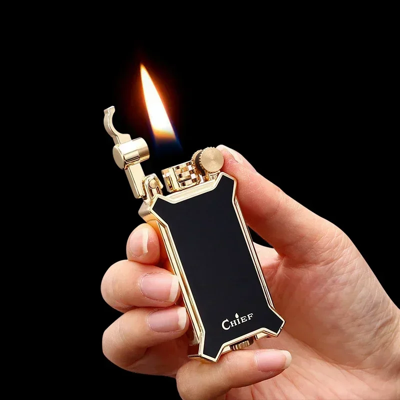 CHIEF Metal Vintage Resin Process Kero sene Lighter Grinding Wheel Ignition Open Flame Cigar Lighter High end Gift for Men