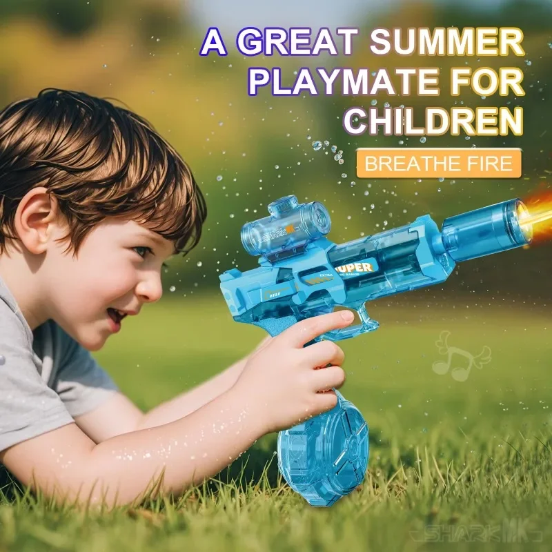 Pistola ad acqua elettrica a emissione di luce a LED Giocattoli per bambini Luci con sensore automatico Pistola ad acqua Estate Piscina da spiaggia all'aperto Giocattolo per bambini