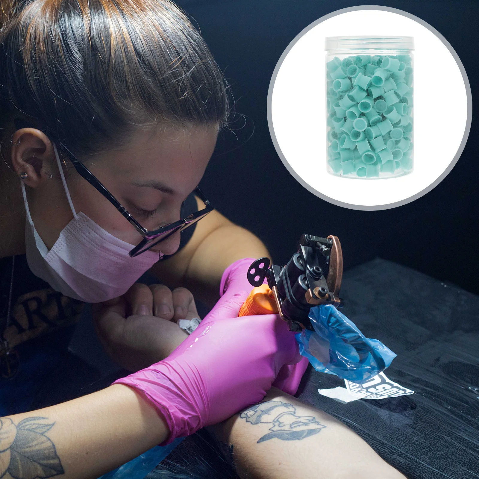 

300Pcs Silicone Tattoos Ink Cups Reusable Disposable Pigment Holders for Tattoo Supplies and Microblading Tattoos Cups