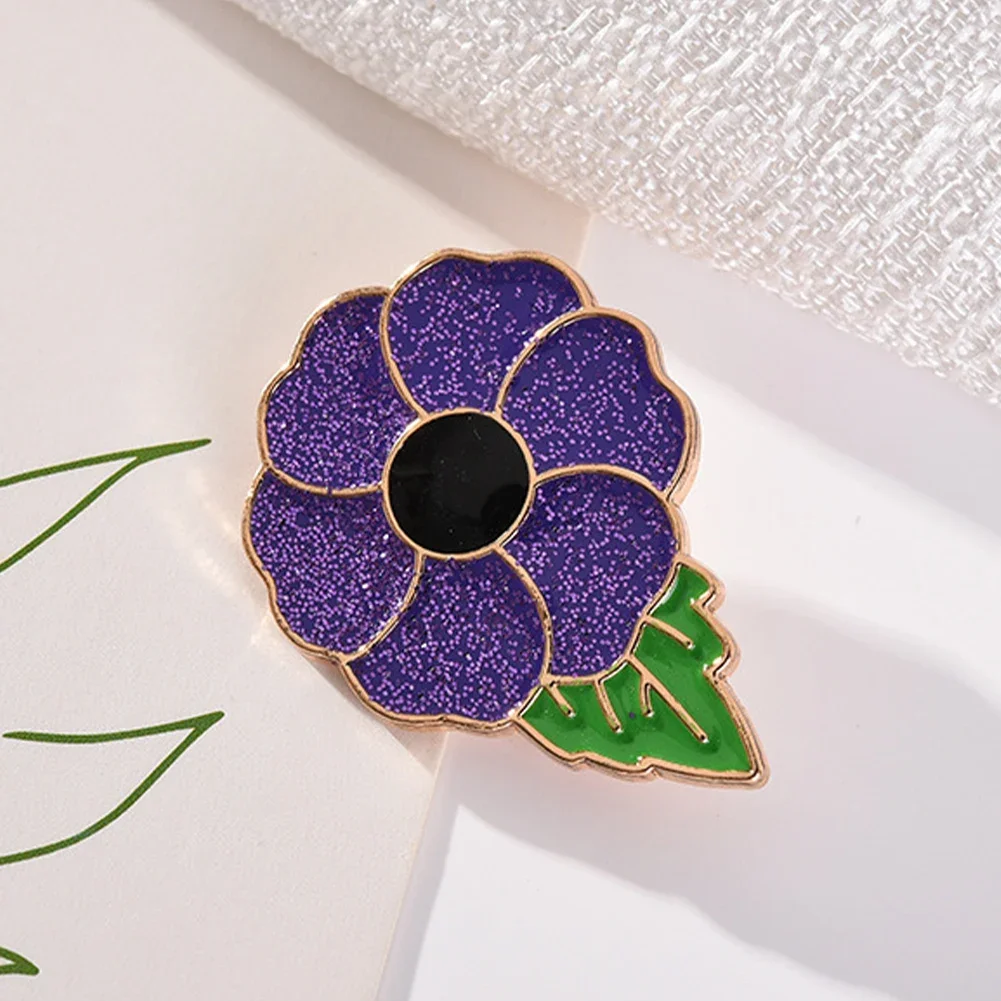 Red/Purple Poppy Flower Lapel Brooch Metal Enamel Pin Souvenir Pin Fashion Safflower Brooches for Commemorate Clothing Dress