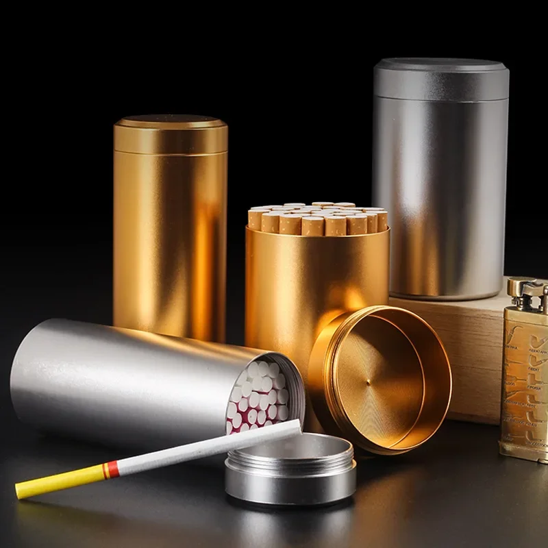 5/30/40pcs Waterproof Cigarette Box Large Capacity Aluminum Alloy Anti -pressure Cigarette Pot Storage Tube Outdoor Pill Holder