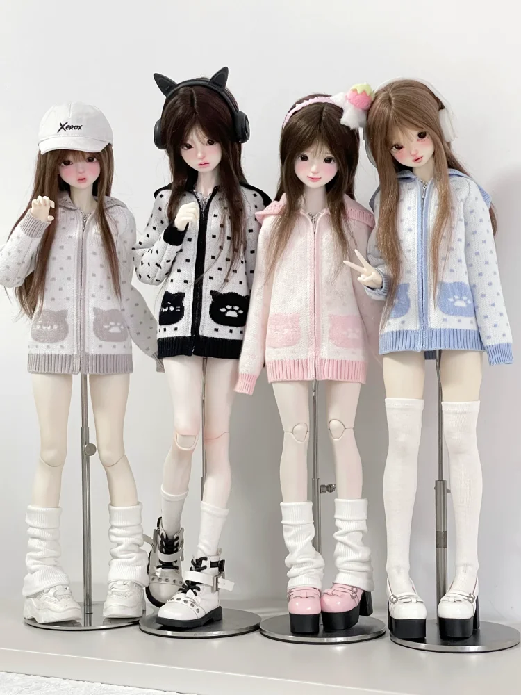 New Arrival BJD Doll Clothing Accessories Sweater For 1/4 Dolls Pink Gray Blue Black Coat Grils And Boys DIY Gift 6