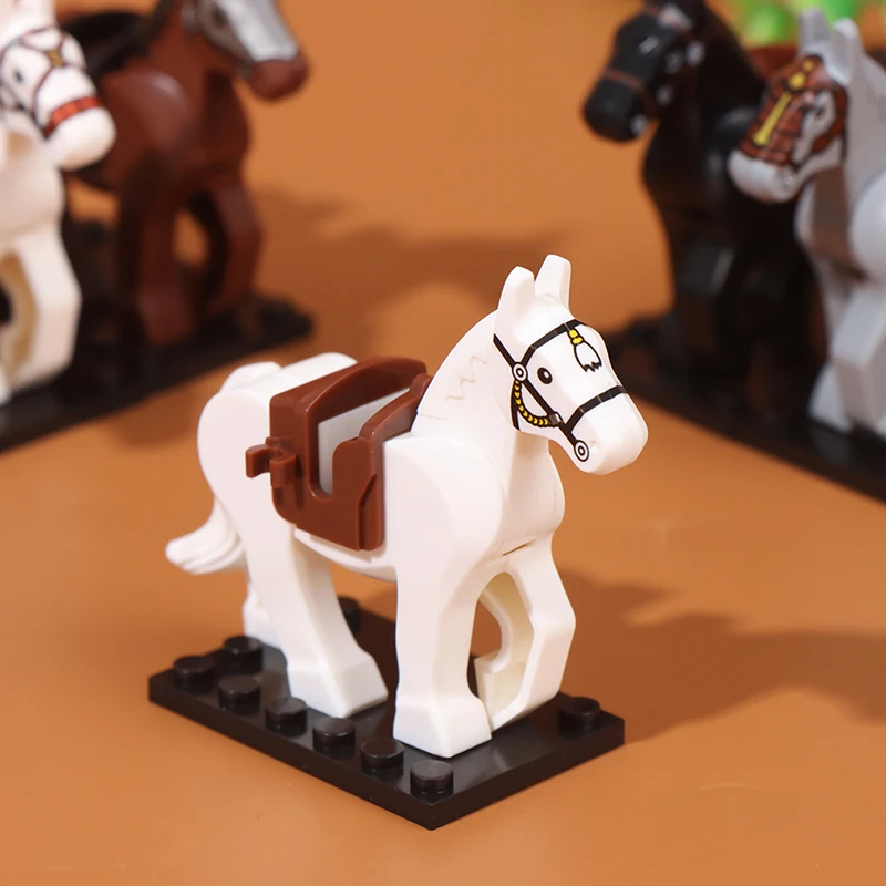 1pc Plastic Blocks Mini Blocks Action Figures War Medieval Knight Horse Wolf Saddle Bridle Toy Blocks For Children