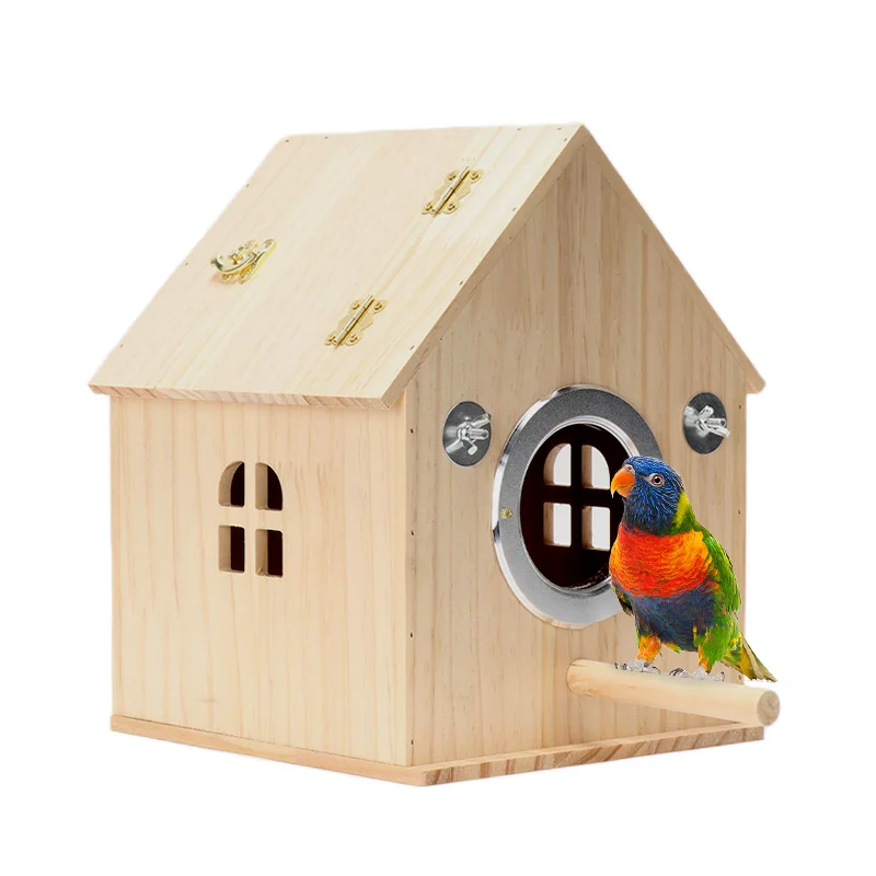 Outdoor Indoor Wood Bird House Parrot Canary Breeding Box Wooden Bird Breeding Cage Bird House