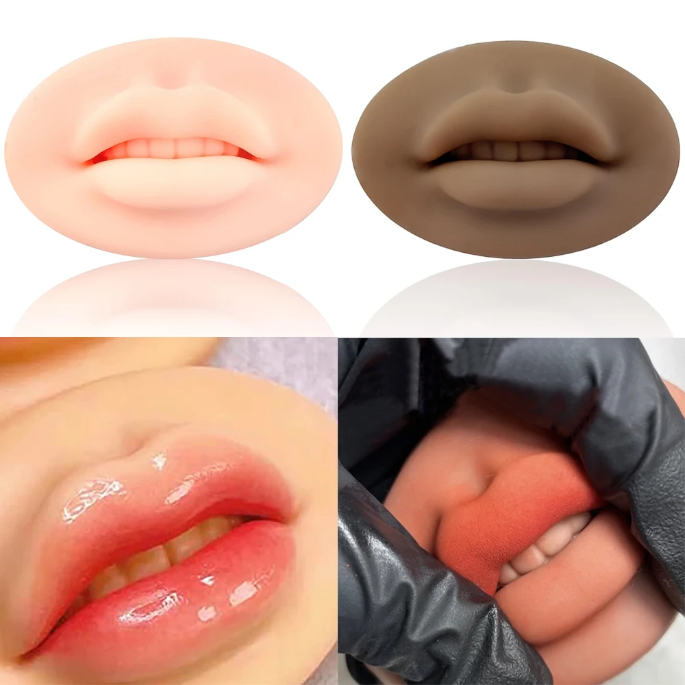 1 Stuks Herbruikbare 5d Siliconen Oefenen Lippen Huid Europese Effen Lip Block Voor Beginner Training Tattoo Permanente Make-Up