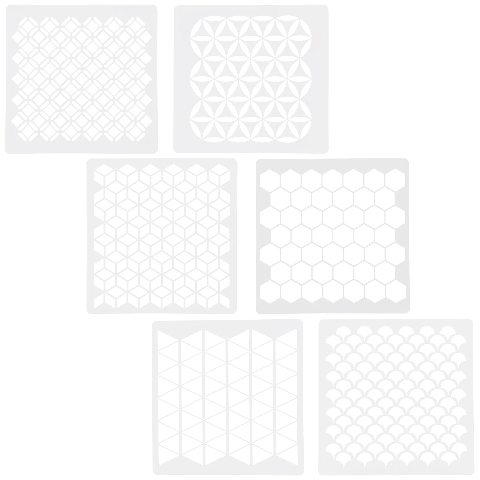 6Pcs Geometric Honeycomb Stencils Reusable Painting Templates Journaling Stencil Set for Painting on Walls Canvas Wood