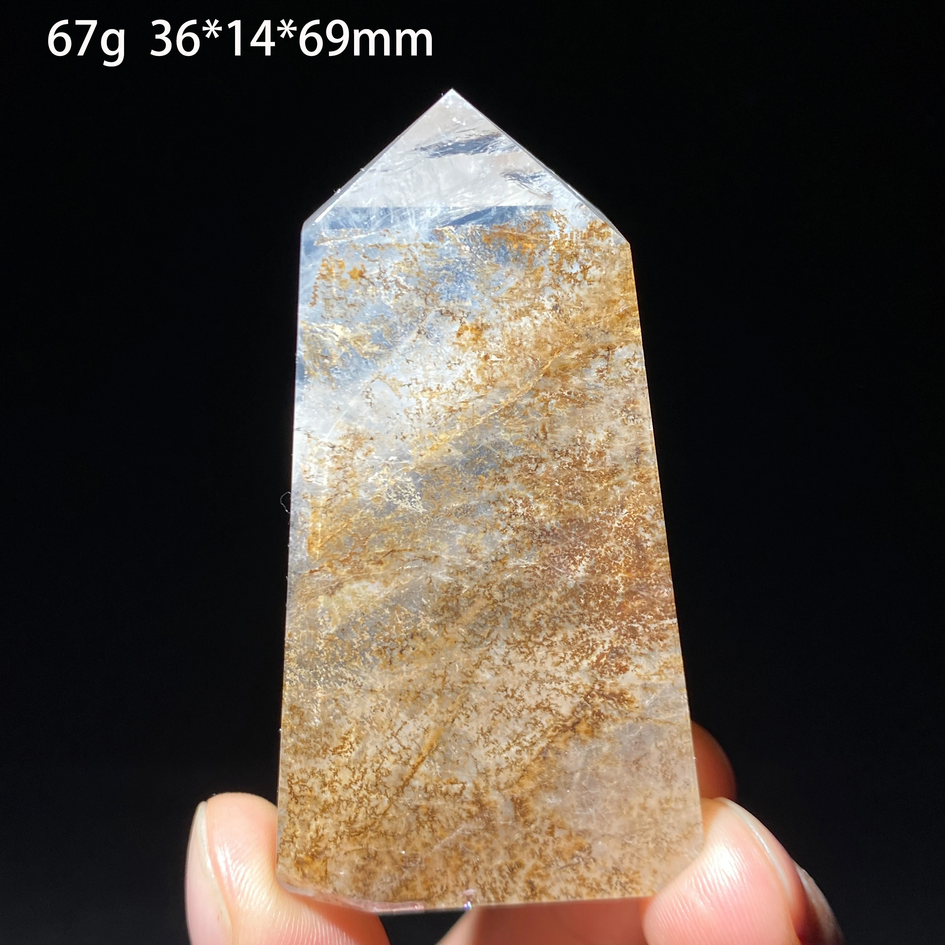 100% Natural Crystal Tower Pyrolusite Tree Landscape Clear Quartz Wand Point Reiki Healing Stone Gift