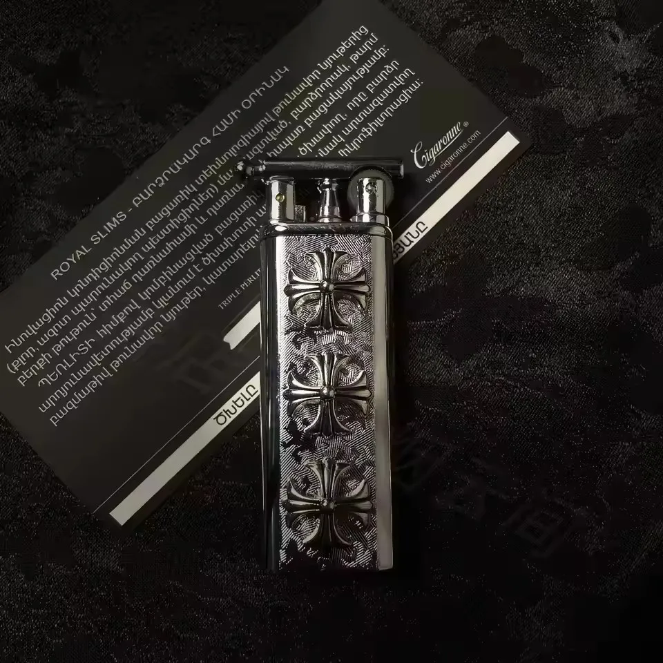 

Metal Cross Gas Lighter Mini Portable Grinding Wheel Open Flame Inflatable Lighter Cigarette Accessories Fashion Lighter Gift