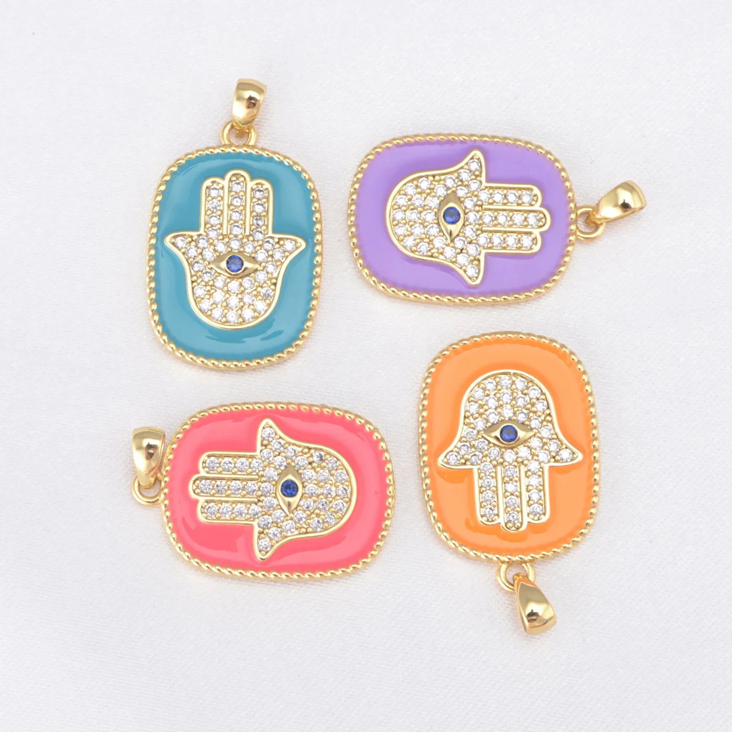 Fatima Hand DIY Jewelrys Chamrs for Handmade Making Findings Enamel Craft Pendants Multicolor Pendant Jewelry Supplies Wholesale