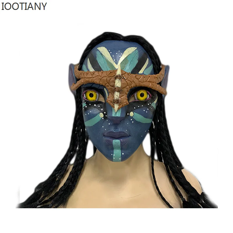 IOOTIANY Movie Avatar 2 Cosplay Mask Latex With Hair  Na'vi Neytiri Mask Halloween Carnival Costumes Party Costume Masks Props