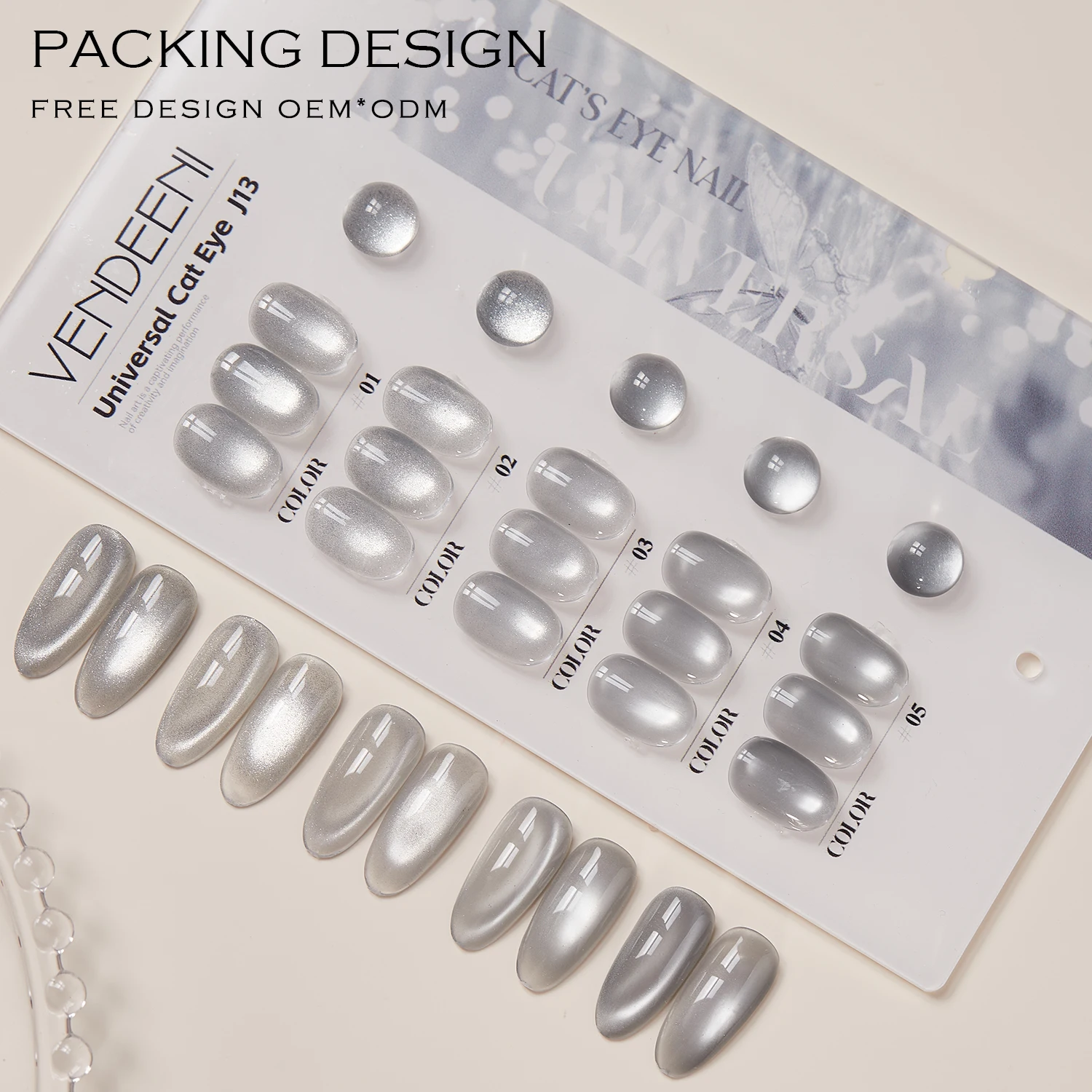 Vendeeni Universal 5 สี Cat Eye Gel ชุดโรงงานขายส่ง 15 ml ประกายเคลือบเงา Cat Eye เล็บเจล