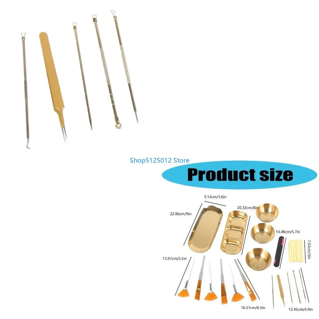 G8TC 29Pcs Esthetician Supplies 3 Stainless Steel Gold Mixing Bowl Esthetician Supplies 6 Blackhead Removal Tools