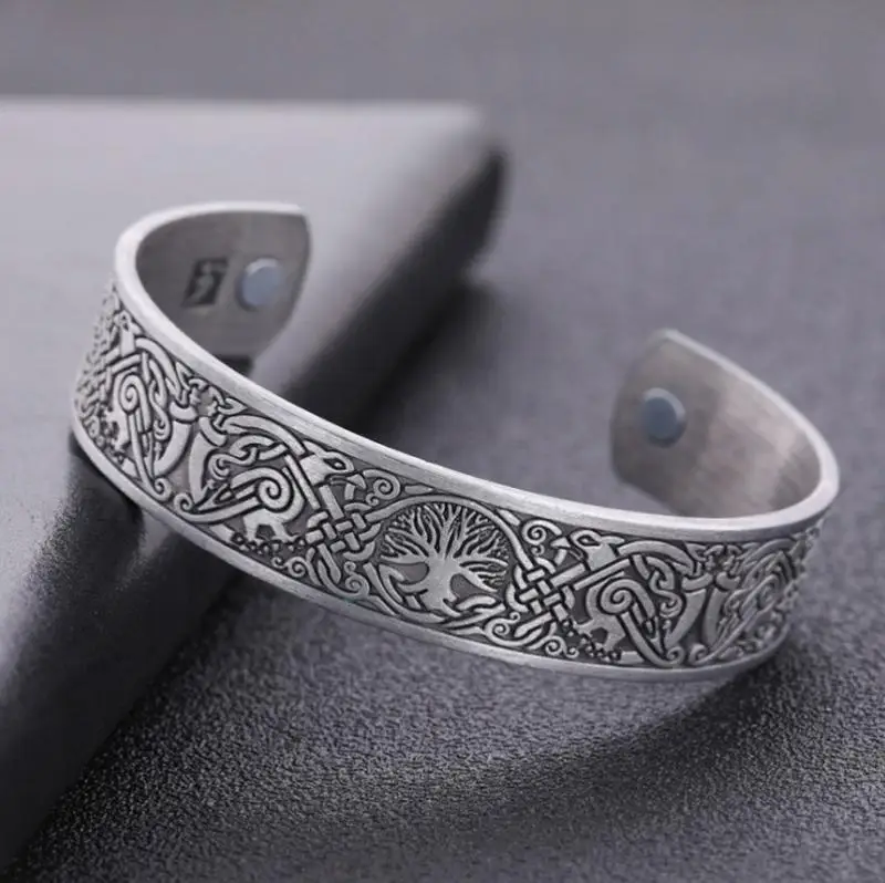 Vintage Tree of Life Magnetic Copper Open Bracelet Classic Fashion Men and Women Party Banquet Jewelry Gift Accessories