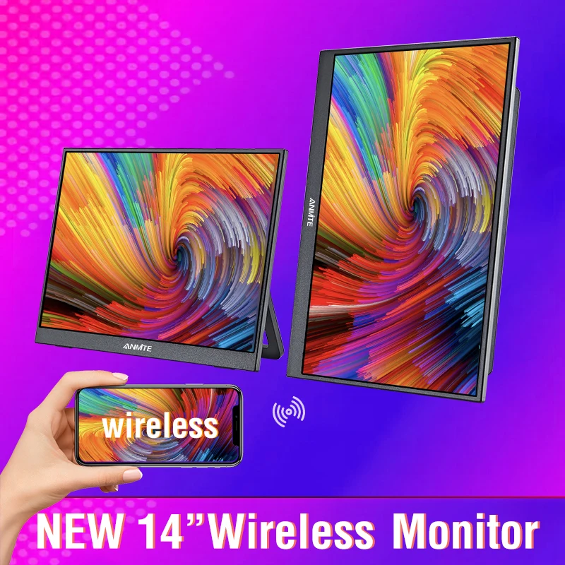 14/15.6/18.5 Inch Wireless Projection Monitor Automatic rotation Portable Display for Laptop, Mac and Phone WiFi Projection