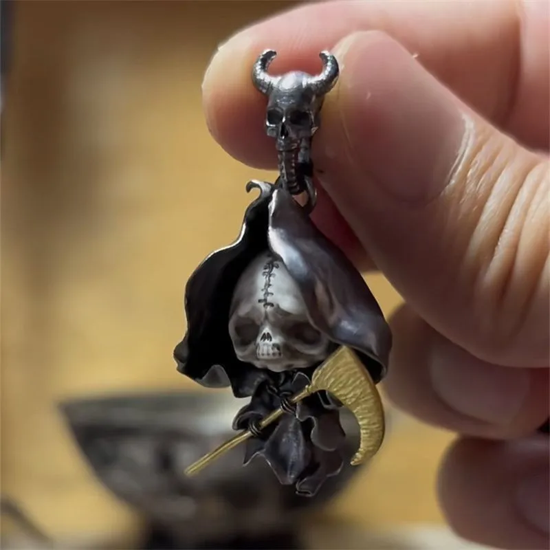 

2024, оригинальное ожерелье с подвеской «Коса Бог Жнец», нишевое искусство, креативное уникальное модное индивидуальное темное ретро-кулон, аксессуары