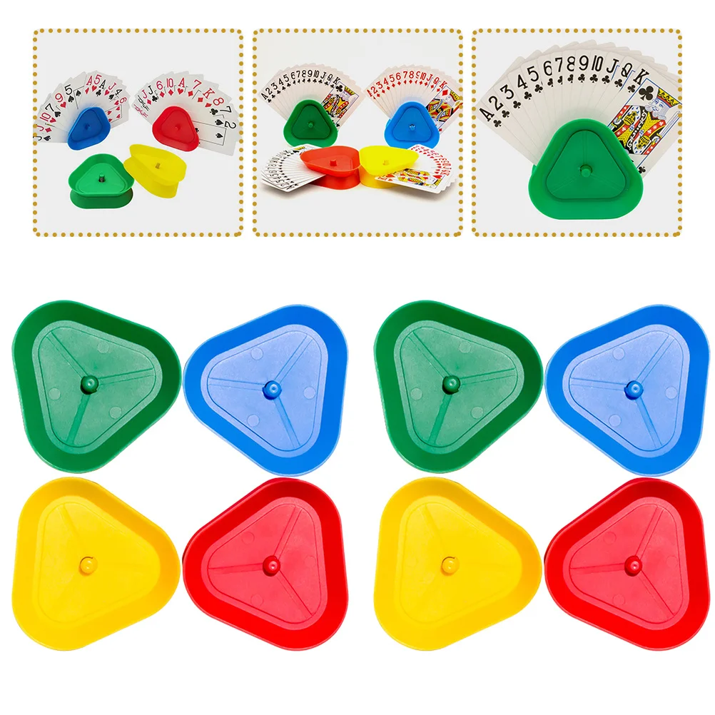 

12Pcs Lazy Card Holders ABS Triangle Poker Stands Stable Playing Card Holders Hands- Accessories Triangle Poker Holder