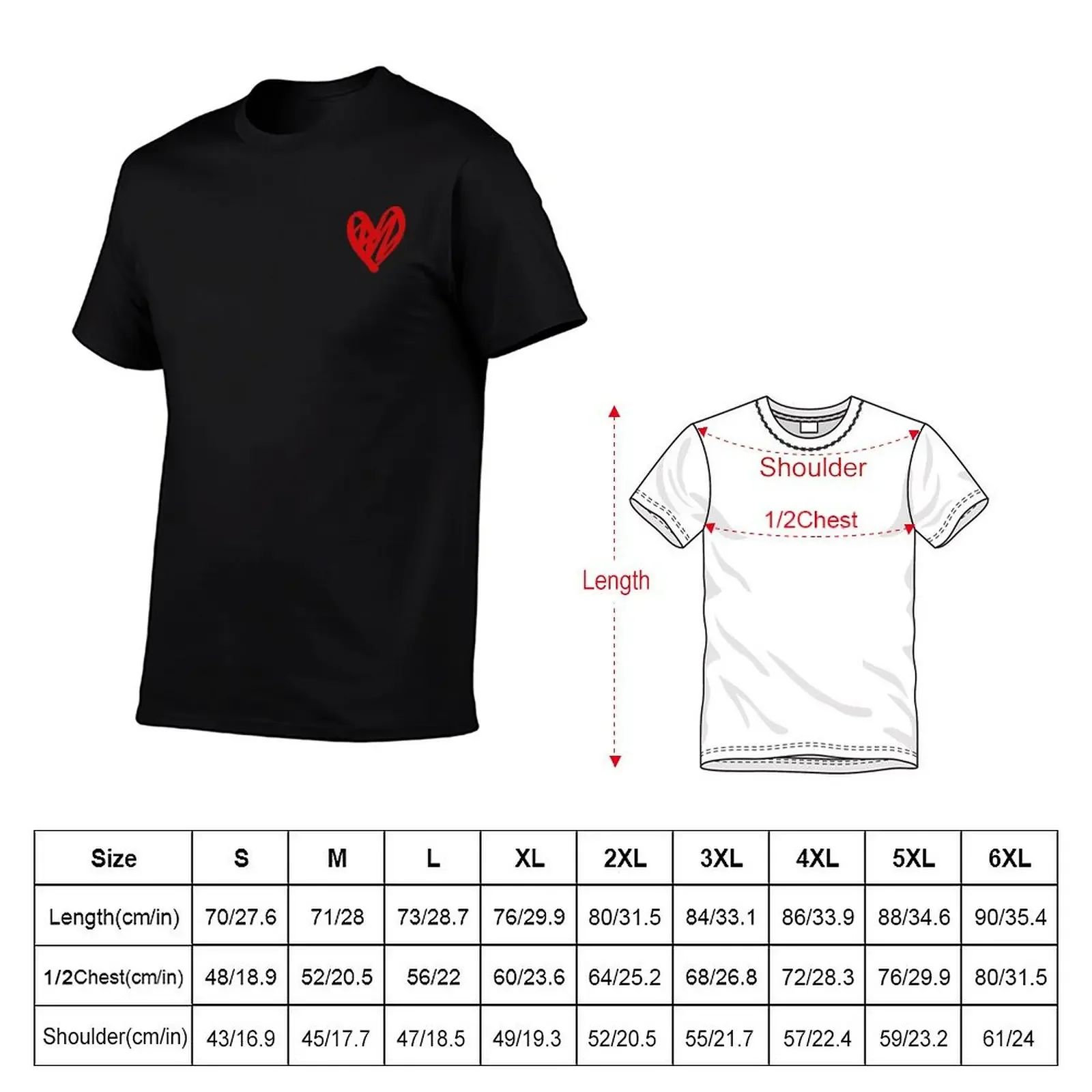 Valentine Heart Doodle T-Shirt shirts graphic quick-drying graphic t shirt vintage oversized graphic tee men clothes