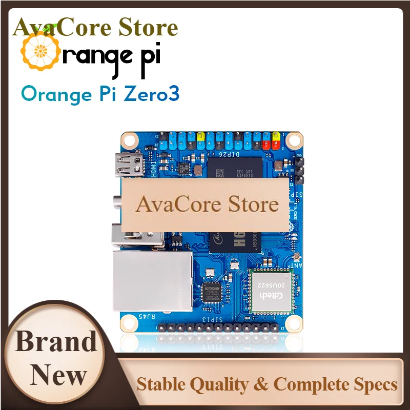 AvaCoreOrange Pi Zero3 4G RAM Allwinner H618 64 Bit USB2.0 WiFi5 + BT 5.0 Gigabit LAN Port Mini PC Open Source Single Developmen