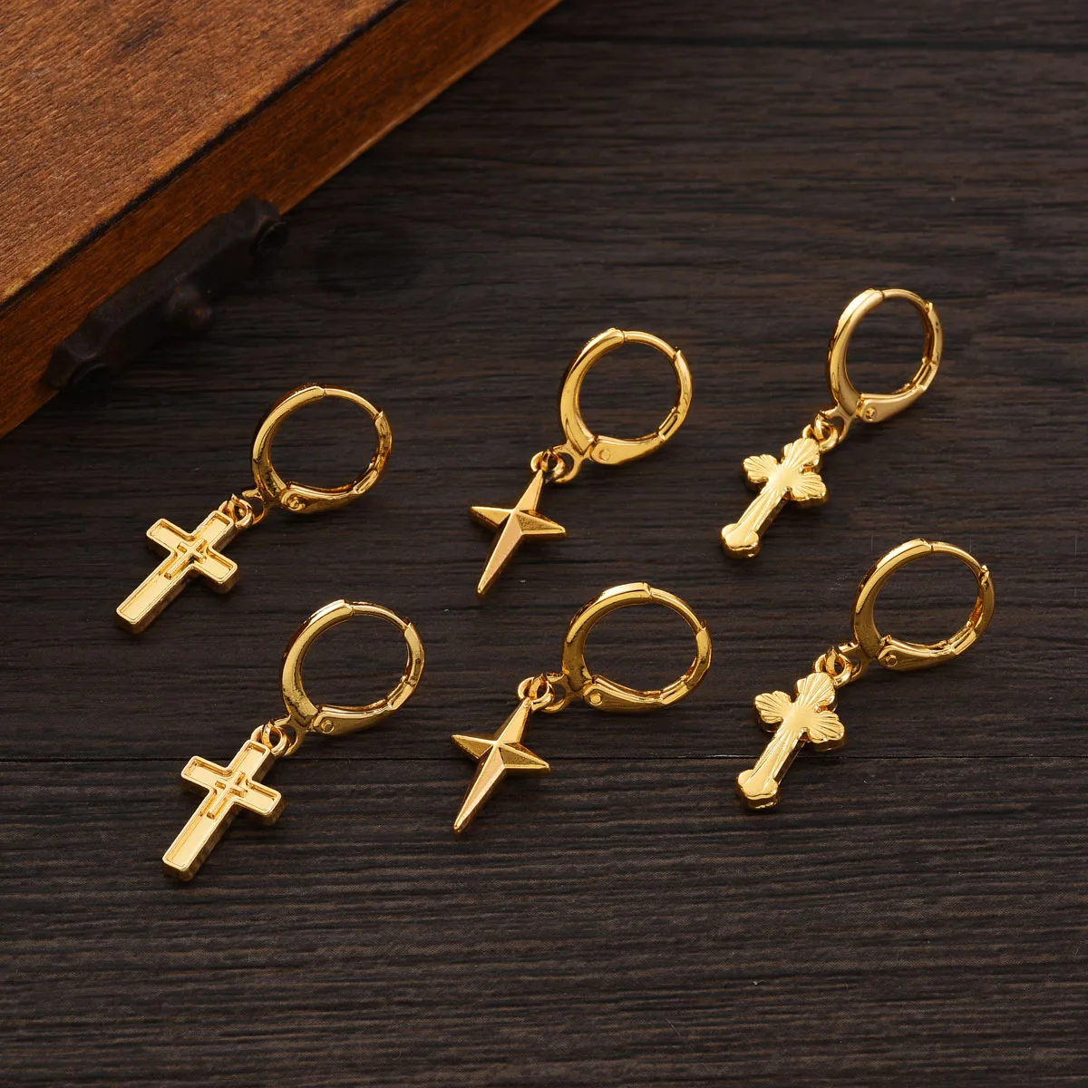 Arab Golden Color Multiple Cross Earrings Earrings Ethiopian Eritrean African Jewelry for Lady