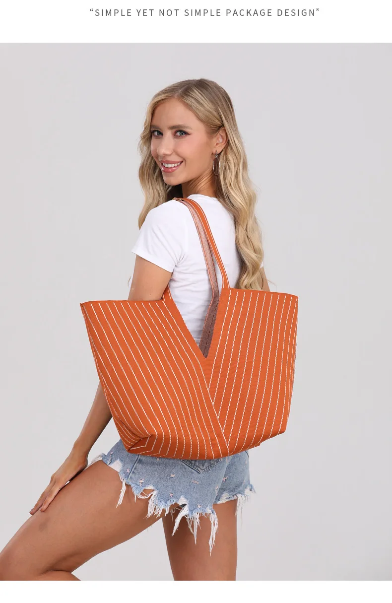 MABULA borsa a mano ascellare a forma di V a righe Design di lusso borsa a tracolla da donna di grande capacità borsa a tracolla quadrata semplice