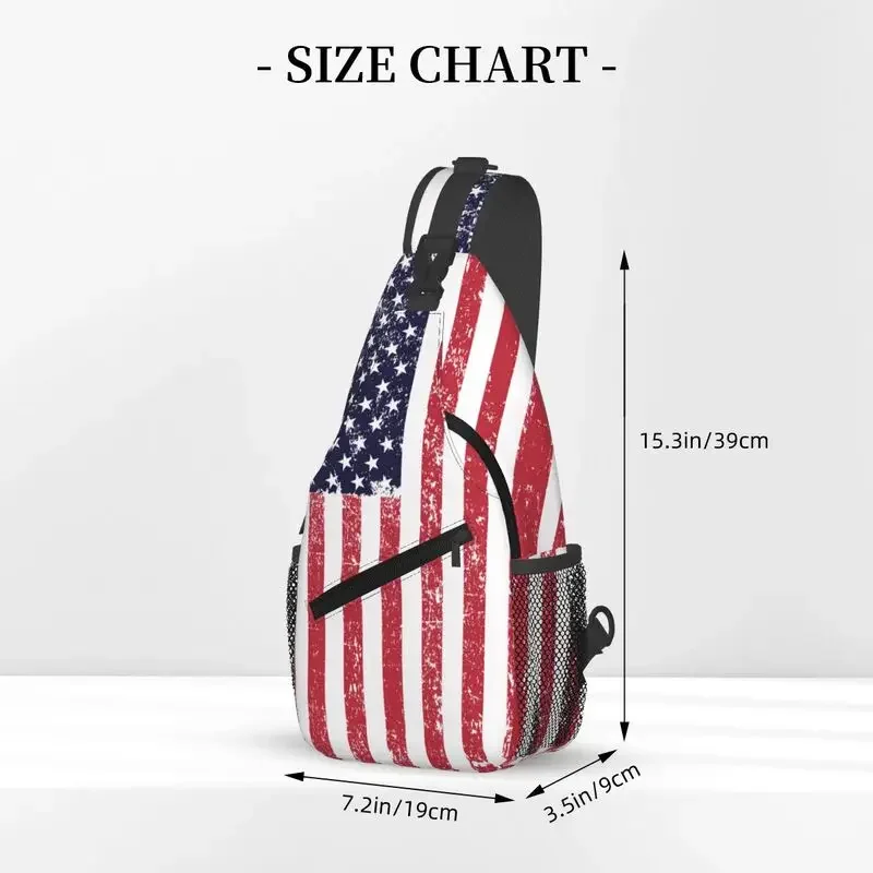 Custom Grunge American Flag Sling Bag for Men United States USA Stars Stripe Shoulder Chest Crossbody Backpack Traveling Daypack