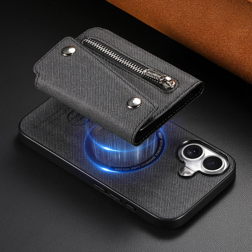 حافظة لهاتف Magsafe حافظة لهاتف آيفون 17 16 15 14 13 Pro 12 11 Max Plus 16Pro حافظة هاتف ذات سعة كبيرة أغطية جلد